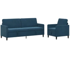 Sofa Sofos komplektas su saugojimu 2 vnt. Mėlyna Poliesteris