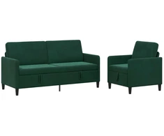 Sofa Sofos komplektas su saugojimu 2 vnt. Tamsiai žalia Poliesteris