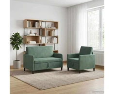 Sofa Sofos komplektas su saugojimu 2 vnt. Jūrinė žalia Poliesteris