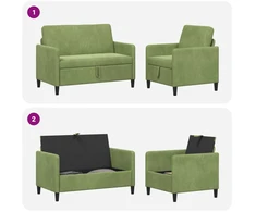 Sofa Sofos komplektas su saugojimu 2 vnt. Šviesiai žalia Poliesteris