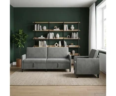 Sofa Sofos komplektas su saugojimu 2 vnt. Tamsiai pilka Poliesteris