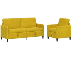 Sofa Sofos komplektas su saugojimu 2 vnt. Geltona Poliesteris