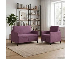 Sofa Sofos komplektas su saugojimu 2 vnt. Violetinė Poliesteris