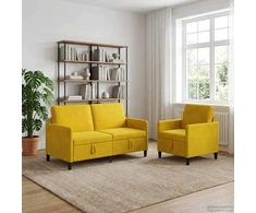 Sofa Sofos komplektas su saugojimu 2 vnt. Geltona Poliesteris