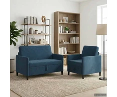 Sofa Sofos komplektas su saugojimu 2 vnt. Mėlyna Poliesteris