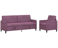 Sofa Sofos komplektas su saugojimu 2 vnt. Violetinė Poliesteris