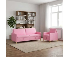 Sofa Sofos komplektas su saugojimu 2 vnt. Rožinė Poliesteris