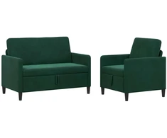 Sofa Sofos komplektas su saugojimu 2 vnt. Tamsiai žalia Poliesteris
