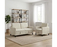 Sofa Sofos komplektas su saugojimu 2 vnt. Kreminė Poliesteris
