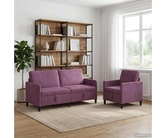 Sofa Sofos komplektas su saugojimu 2 vnt. Violetinė Poliesteris
