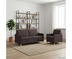 Sofa Sofos komplektas su saugojimu 2 vnt. Tamsiai rudas Poliesteris