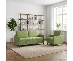 Sofa Sofos komplektas su saugojimu 2 vnt. Šviesiai žalia Poliesteris