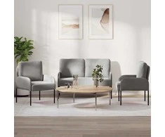 Sofa Sofų komplektai 3 pcs Šviesiai pilka 115 x 56 x 80 cm fanera