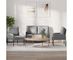 Sofa Sofų komplektai 3 pcs Šviesiai pilka 115 x 56 x 80 cm fanera