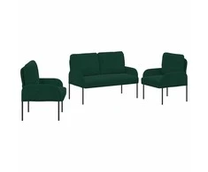 Sofa Sofų komplektai 3 pcs Tamsiai žalia 115 x 56 x 80 cm fanera