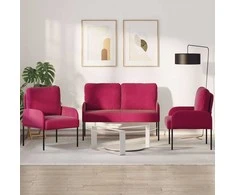 Sofa Sofų komplektai 3 pcs Vyno raudona 115 x 56 x 80 cm fanera