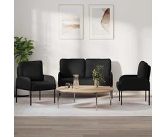 Sofa Sofų komplektai su pagalve 3 pcs Juoda 115 x 56 x 80 cm fanera