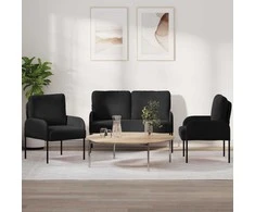 Sofa Sofų komplektai su pagalve 3 pcs Juoda 115 x 56 x 80 cm fanera