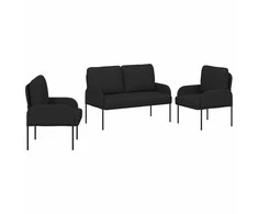 Sofa Sofų komplektai su pagalve 3 pcs Juoda 115 x 56 x 80 cm fanera