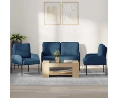 Sofa Sofų komplektai su pagalve 3 pcs Mėlyna 115 x 56 x 80 cm fanera