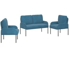 Sofa Sofų komplektai su pagalve 3 pcs Mėlyna 115 x 56 x 80 cm fanera