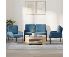 Sofa Sofų komplektai su pagalve 3 pcs Mėlyna 115 x 56 x 80 cm fanera