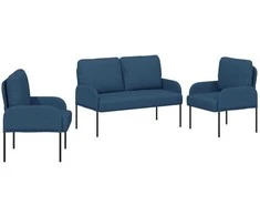 Sofa Sofų komplektai su pagalve 3 pcs Mėlyna 115 x 56 x 80 cm fanera