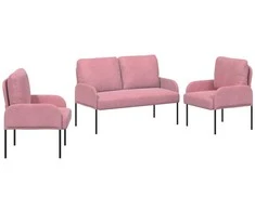Sofa Sofų komplektai su pagalve 3 pcs Rožinė 115 x 56 x 80 cm fanera