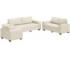 Sofa 3 pcs Smėlio 221 x 80 x 82 cm Lino mišinio audinys