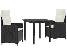 Sofa Stalo Rinkinys su pagalve 3 pcs Juoda ir kreminė balta