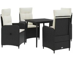 Sofa Stalo Rinkinys su pagalve 5 pcs Juoda ir kreminė balta