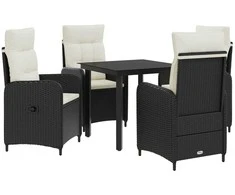 Sofa Stalo Rinkinys su pagalve 5 pcs Juoda ir kreminė balta