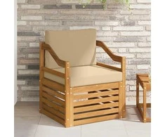 Lauko sofa Tvirta akacijos mediena ir poliesteris Natūrali