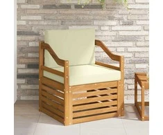 Lauko sofa Tvirta akacijos mediena ir poliesteris Natūrali