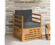 Lauko sofa Tvirta akacijos mediena ir poliesteris Natūrali