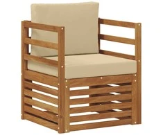 Lauko sofa Tvirta akacijos mediena ir poliesteris Natūrali