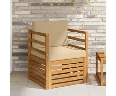 Lauko sofa Tvirta akacijos mediena ir poliesteris Natūrali