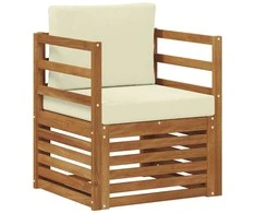 Lauko sofa Tvirta akacijos mediena ir poliesteris Natūrali