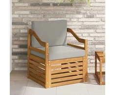 Lauko sofa Tvirta akacijos mediena ir poliesteris Natūrali