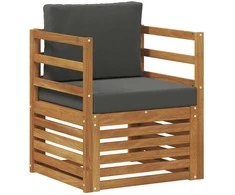Lauko sofa Tvirta akacijos mediena ir poliesteris Natūrali