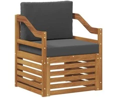 Lauko sofa Tvirta akacijos mediena ir poliesteris Natūrali