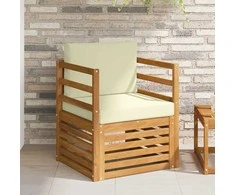 Lauko sofa Tvirta akacijos mediena ir poliesteris Natūrali