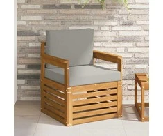 Lauko sofa Tvirta akacijos mediena ir poliesteris Natūrali