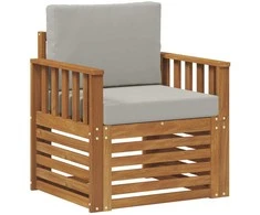 Lauko sofa Tvirta akacijos mediena ir poliesteris Natūrali