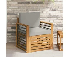 Lauko sofa Tvirta akacijos mediena ir poliesteris Natūrali