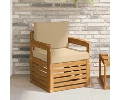 Lauko sofa Tvirta akacijos mediena ir poliesteris Natūrali