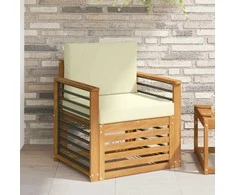 Lauko sofa Tvirta akacijos mediena ir poliesteris Natūrali