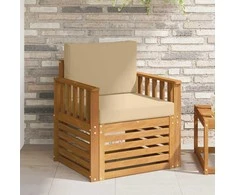 Lauko sofa Tvirta akacijos mediena ir poliesteris Natūrali