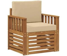 Lauko sofa Tvirta akacijos mediena ir poliesteris Natūrali