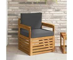 Lauko sofa Tvirta akacijos mediena ir poliesteris Natūrali